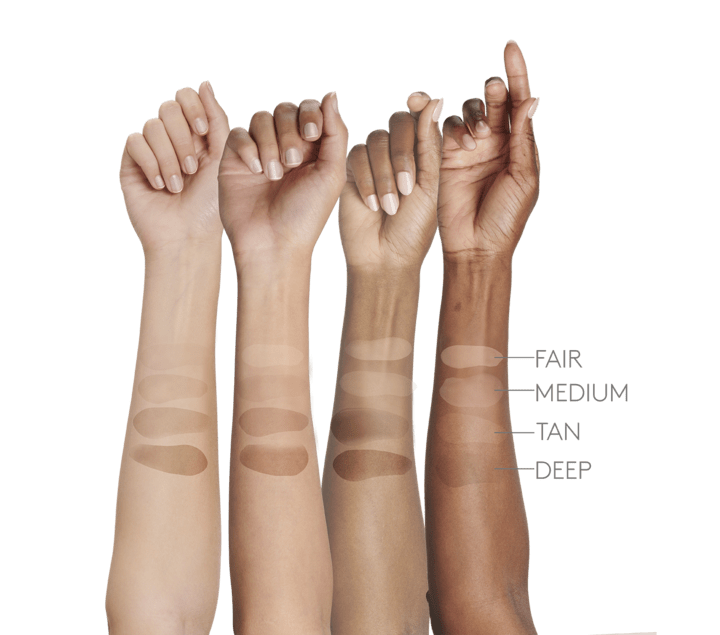 FOUR MODEL HANDS | Fair Medium Tan Deep - Colorescience UK