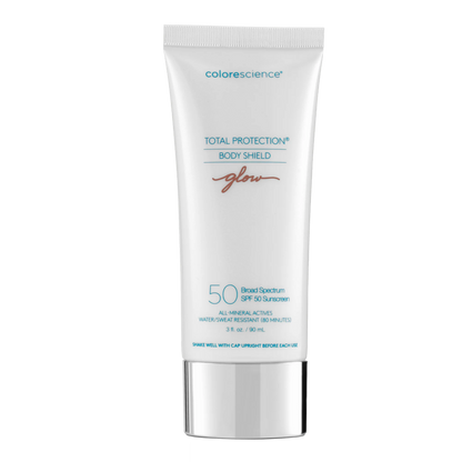 Colorescience Total Protection Body Shield sunscreen tube on a white background