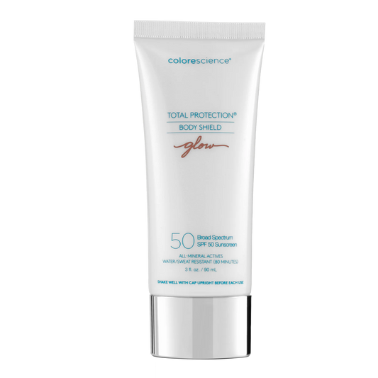 Colorescience Total Protection Body Shield sunscreen tube on a white background