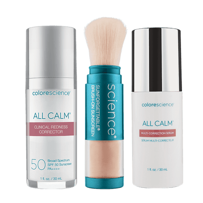 All Calm Clinical Redness Corrector SPF 50 - SUNFORGETTABLE: BRUSH-ON SUSNCREEN - Multi Correction Serum - Colorescience UK 