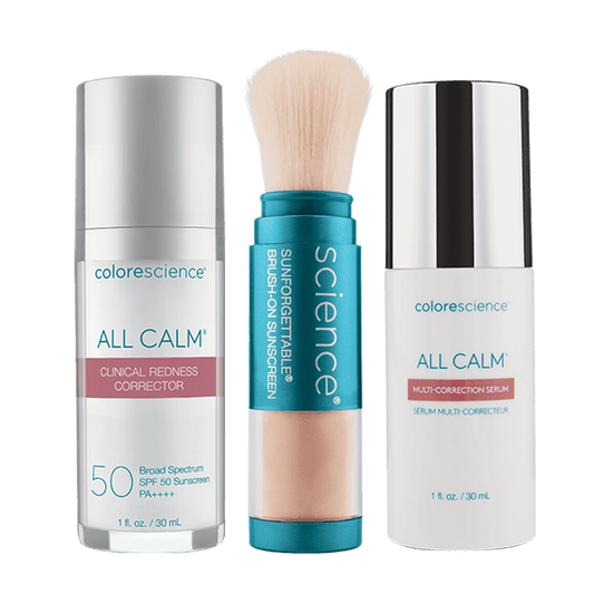 All Calm Clinical Redness Corrector SPF 50 - SUNFORGETTABLE: BRUSH-ON SUSNCREEN - Multi Correction Serum - Colorescience UK 