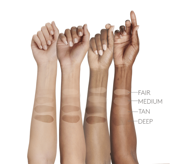 FOUR MODEL HANDS | Fair Medium Tan Deep - Colorescience UK 