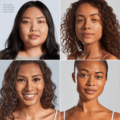All models are wearing Face Shield Flex in Tan - 4 models Img - Colorescience UK 